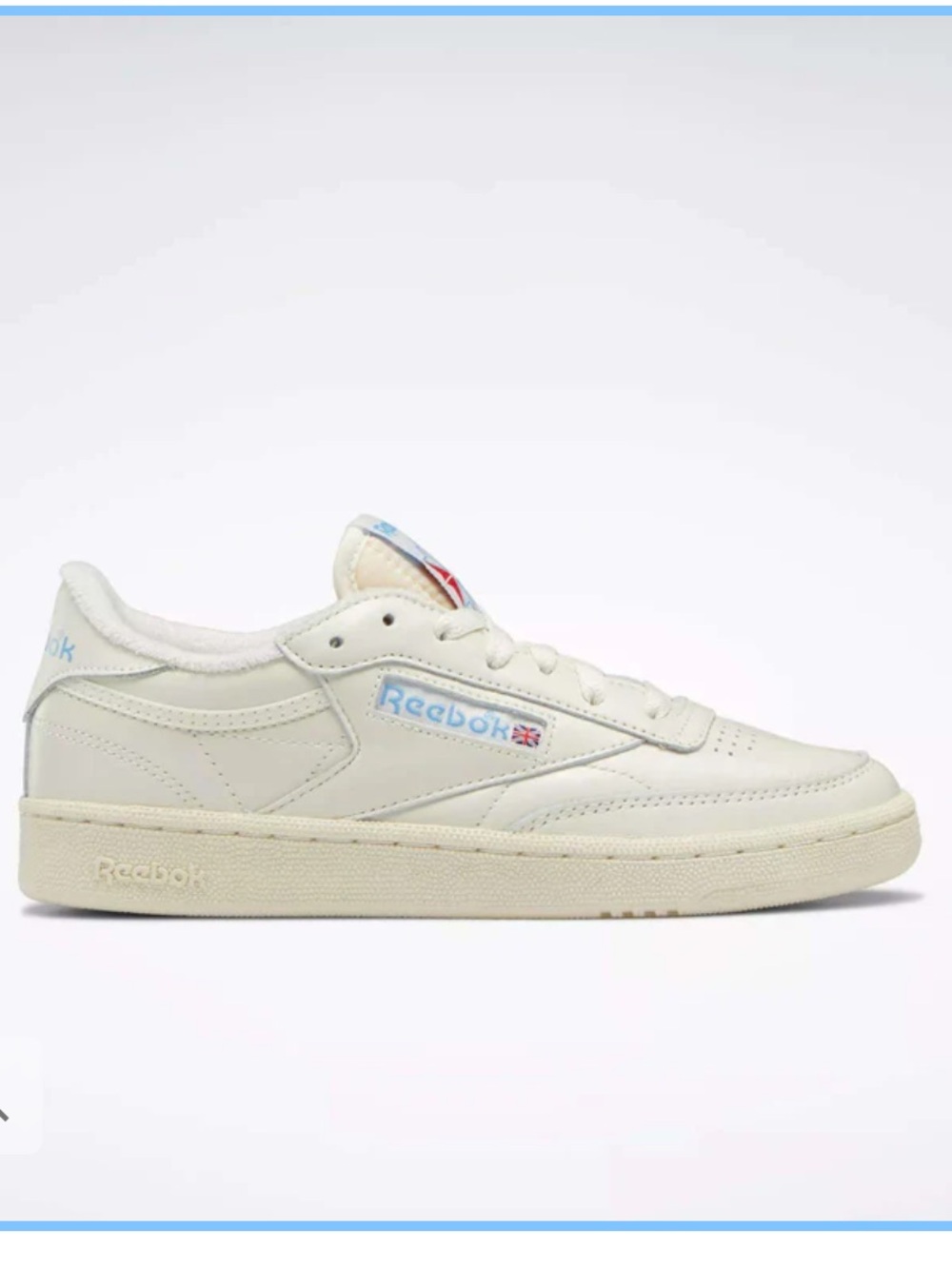 Reebok Women's Chalk/Alabaster with Sky Blue Accent Club Sneaker